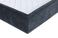Lit de rangement compressible EON HOME en tissu chenille bleu marine avec tête de lit capitonnée et compression sous vide