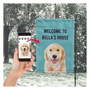Outdoor Polyester Yard Decorations Custom Dog Welcome Sign Digital Outdoor Sublimation Pet Portrait DIY <b>Banners</b> - Product Image 1