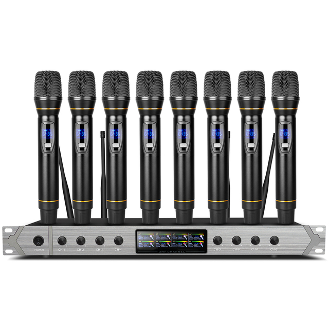 Depusheng D28 Professional 8 Channels Handheld UHF Wireless Microphone Wireless Microphone System for Stage Performance