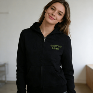 Sudadera con capucha de forro polar para mujer, de alta calidad, con doble cremallera, lavada, con logotipo personalizado bordado, color liso, 100% algodón, al por mayor - Product Image 2