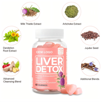 Gummies Détox Foie Marque Blanche OEM, Extrait de Chardon-Marie avec Artichaut et Racine de Pissenlit, Complément Herbal, Flacon de 60 Unités