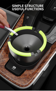 Accesorios para Auto, Cenicero con Tapa Negra Fluorescente, Nuevo Modelo Universal AC-806F de Plástico, Estilo Moderno - Product Image 4