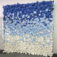 Alwaysbloom Mur de fleurs artificielles en soie 5D, roses dégradées avec sensation hydratante, décorations murales de mariage, modèle en rouleau Gm020