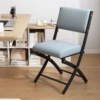 Chaise de bureau pliante avec dossier, surface en PU, chaise de salle à manger portable, chaise d'ordinateur pour la maison et le bureau