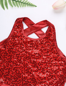 Body da Danza Moderna per Bambine, Senza Maniche con Paillettes, <span class=keywords><strong>Schiena</strong></span> Incrociata e Fiocco in Vita, per Jazz, Tip Tap e Balletto - Product Image 6