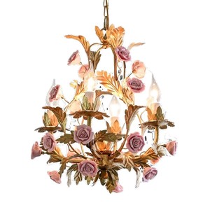 Lustre américain en fer Vintage Pastoral Designer <span class=keywords><strong>Restaurant</strong></span> French Gold Rose Bedroom Lamp with LED Hanging Light - Product Image 6