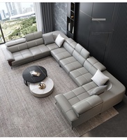 Möbelfabrik Wohnzimmer Sofagarnitur Echtes Leder Couch Lounge U-förmiges Ecksofa