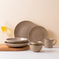 Veweet — ensemble de table en grès, surface gaufrée européenne, vaisselle unique, assiettes, bols, cadeaux, vente en gros
