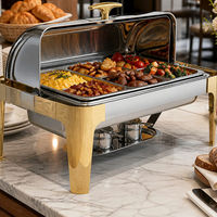 Chauffe-plat commercial pour buffet d'hôtel 9L en acier inoxydable, chauffage à combustible, avec bac de service visible et isolé