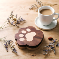 Sous-verre créatif en bois en forme de patte de chat, mignon, en bois massif, isolant thermique, pour théière et tasse