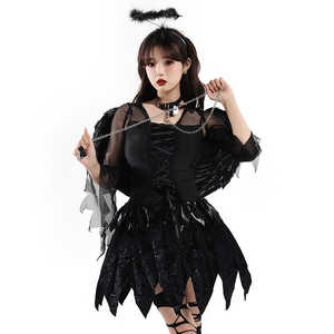 Costumi <span class=keywords><strong>da</strong></span> <span class=keywords><strong>Angelo</strong></span> <span class=keywords><strong>Nero</strong></span> per Donna all'Ingrosso, Abito <span class=keywords><strong>da</strong></span> Demone 100% Poliestere con Ali per Halloween, Cosplay e Spettacoli Teatrali - Product Image 2