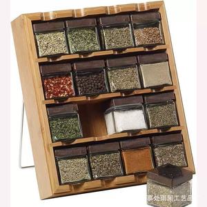 <b>Bamboo</b> Kitchen Storage Rack 16 Compartments Wall Mounted Spice Organizer For Spices And Household Items - Product Image 2