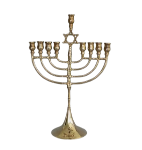 Handmade Religious Menorah Candelabra Gold Polished <b>Brass</b> Candle <b>Holder</b> Seven <b>Candlestick</b> Menorah - Product Image 2