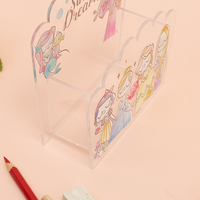 Vente en gros de porte-stylos en acrylique personnalisé en forme de main, design princesse mignon avec bordure en dentelle, 13,8x8x14cm