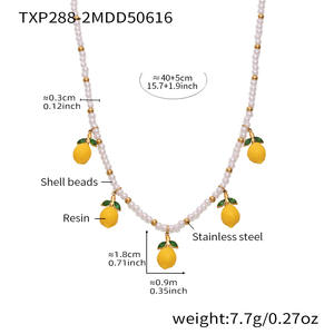 Verano pequeño fresco resina limón Margarita encanto joyería hecha a mano cuentas Shell cuentas fruta colgante collar para mujer - Product Image 5