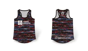 Débardeur de sport pour femmes et filles, haut personnalisé à sublimation, design bleu, vêtements actifs, de course, vente en gros