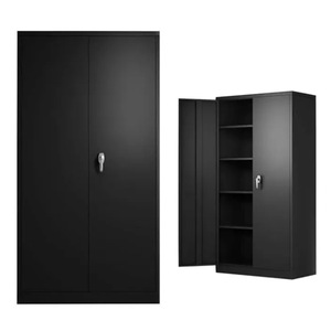 Armario Metálico de Almacenamiento de 2 Puertas de Acero, Armarios Metálicos de Almacenamiento para Garaje, Armario Metálico con Cerradura para Hotel, Apartamento, Oficina en Casa - Product Image 3