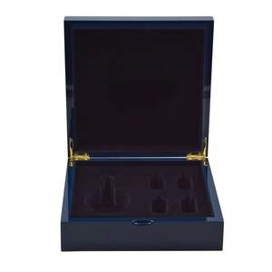 Caja de Perfume Rectangular de Madera de Alta Gama, Hecha a Mano, con Tapa de Bisagra, Acabado Azul Mate, Lujosa, Venta al Por Mayor - Product Image 3