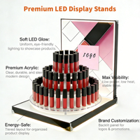 Support rotatif lumineux en lucite pour maquillage, soins de la peau et cosmétiques, avec éclairage LED, en acrylique, pour présentation de rouges à lèvres