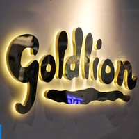 Signo de letra con retroiluminación LED de color dorado letra de canal dorado letrero de logotipo retroiluminado 3D espejo acrílico dorado letrero retroiluminado con letra led