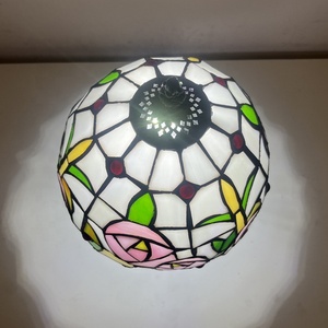 LongHuiJing Tiffany Style Mushroom Table Lamps 8Inch Stained Glass Lamp Pink Rose Flower Vintage <b>Light</b> for Living Room Home - Product Image 3
