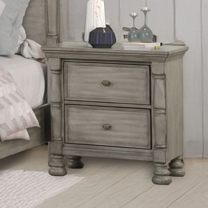 Commode grise de style provincial français - 5 tiroirs et bouton minimaliste avec pieds en forme de boule, armoire de rangement pour chambre à coucher, meuble vintage décontracté - Product Image 4