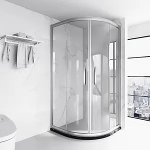 Kabinet Shower Kaca Dinding Kamar Mandi Tahan Air Modern dengan Bingkai Aluminium