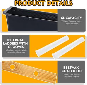 6L Plastic Black Feeder <b>Deep</b> <b>Frame</b> Water Feeder New Condition Beehive <b>Frame</b> for Beekeeping with 1 Year Warranty - Product Image 2