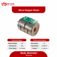 Moteur pas à pas à aimant permanent 15 mm VSM15124 NEMA 6 24 V bipolaire 2 phases 18 degrés pour équipement de bureau et imprimantes
