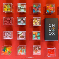 Boîte cube solide en acrylique et carton gris avec couvercle, 55x55x55mm, pour bonbons japonais, cadeaux de mariage, papier artistique, en promotion