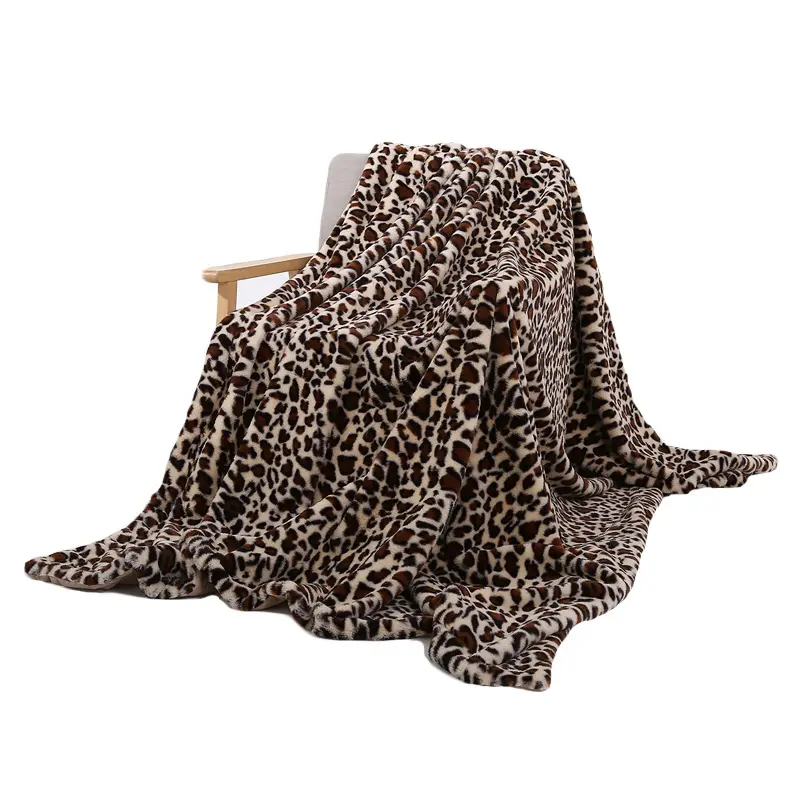 Leopard Print Blankets Engrossar Veludo Cama Sofá Capa Lance Cobertor para Todas as Estações