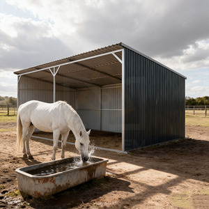 Establos Prefabricados de Acero para Ganado Caprino, Vacuno, Ovino, Equino <span class=keywords><strong>y</strong></span> Otros Animales, Cobertizo para Ganado con Techo - Product Image 2