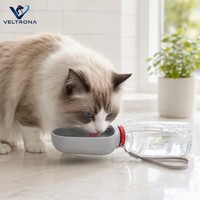 Bouteille d'eau portable pour chien et chat avec bol, distributeur d'eau pour animaux de compagnie en plastique pour les voyages en plein air