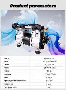 Aérateur de bassin sans huile HCEM AC 600W, pompe à piston silencieuse, moteur, capacité de 3 acres, aération haute efficacité pour les fermes aquacoles. - Product Image 4