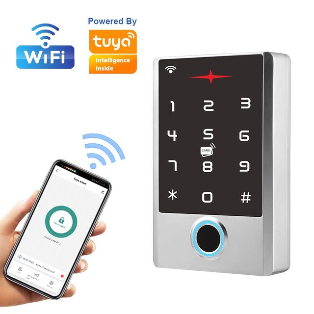 Tuya WiFi Smart Door Locks Mobile Phones Waterproof RFID Biometric Fingerprint Access Control System