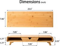 Support de moniteur en bambou 2 niveaux Riser Fournitures de bureau Accessoires de rangement de bureau Bureau Bureau et ordinateur portable