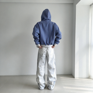 Sweat-shirt thermique à capuche zippé pour homme, en coton mélangé épais, doublure à carreaux, logo personnalisé du fabricant, style streetwear, TKAN1011 - Product Image 4