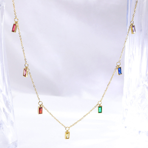 Collar con colgante cuadrado <span class=keywords><strong>de</strong></span> circón para niña y mujer, cadena fina <span class=keywords><strong>de</strong></span> acero inoxidable chapada en oro <span class=keywords><strong>de</strong></span> 18K - Product Image 6