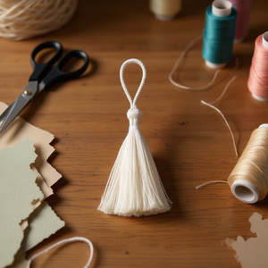 ILAN Flecoss Paquete de 6 flecos de borlas blancas de 8 cm para manualidades y decoración - Product Image 3