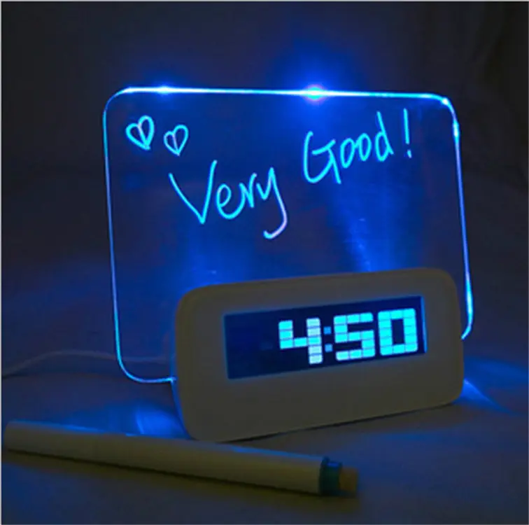 Новинка, светящаяся Светодиодная доска для сообщений, цифровая флуоресцентная Ночная подсветка, будильник