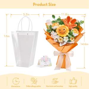 Regalos Personalizados, Ramo de Flores de Ganchillo, Flores Tejidas a Mano, Ramo de Girasoles de Ganchillo Rosa <span class=keywords><strong>para</strong></span> el Cumpleaños de una Amante, Día de la Madre - Product Image 4