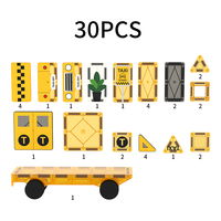 30 Piezas de Bloques Magnéticos Educativos Montessori STEM, Juego de Bloques de Construcción con Temática de Taxi, Juguete de Construcción para Niños
