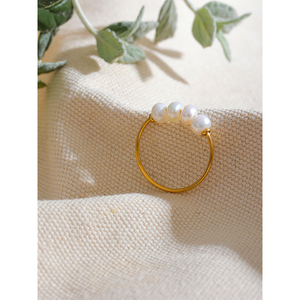 <span class=keywords><strong>Bague</strong></span> fine pour <span class=keywords><strong>femme</strong></span> JINYOU 690 en acier inoxydable couleur or, avec perles d'eau douce naturelles, étanche, plaquée PVD, bijoux. - Product Image 4