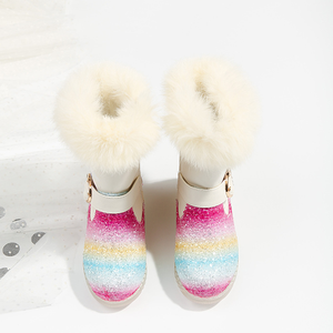 Bottes de neige pour enfants Anna Frozen, longueur genou, en fourrure, style princesse, motif dessin animé - Product Image 6