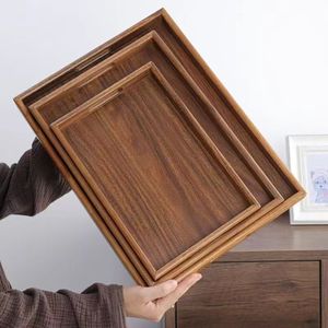 Simple Walnut Color <b>Tea</b> <b>Tray</b> Rectangular With Handle For <b>Tea</b> Serving Home Hotel Use - Product Image 2
