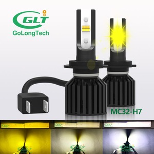 MC32 Tricolor 10000LM 72 Wát Cao Sáng Nhất 6500K 4300K 3000K Car Auto Light Csp Luces <span class=keywords><strong>Led</strong></span> Kép 3 Màu <span class=keywords><strong>Led</strong></span> H7 New 2021 Đèn Pha - Product Image 1