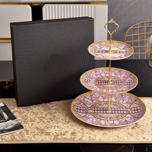 Plateau à dessert en céramique de style européen, plateau à fruits de haute qualité, créatif, support à gâteau, plateau à fruits secs, plateau à dessert pour le thé de l'après-midi - Product Image 1