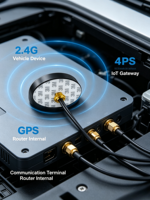Aurora Yu DR70 3-en-1 2.4G 4G GPS Multibande 5 Bandes Polarisation Verticale Gain 2.0dBi Monture de Base pour Connecteur Mâle Voiture TBOX