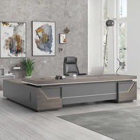 Bureau moderne de luxe en bois en forme de L pour les gestionnaires de patrons Mobilier de bureau de direction haut de gamme