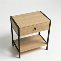 Table de chevet moderne industrielle en bois et métal avec 1 tiroir, meuble de chevet pour chambre à coucher, table d'appoint pour la maison